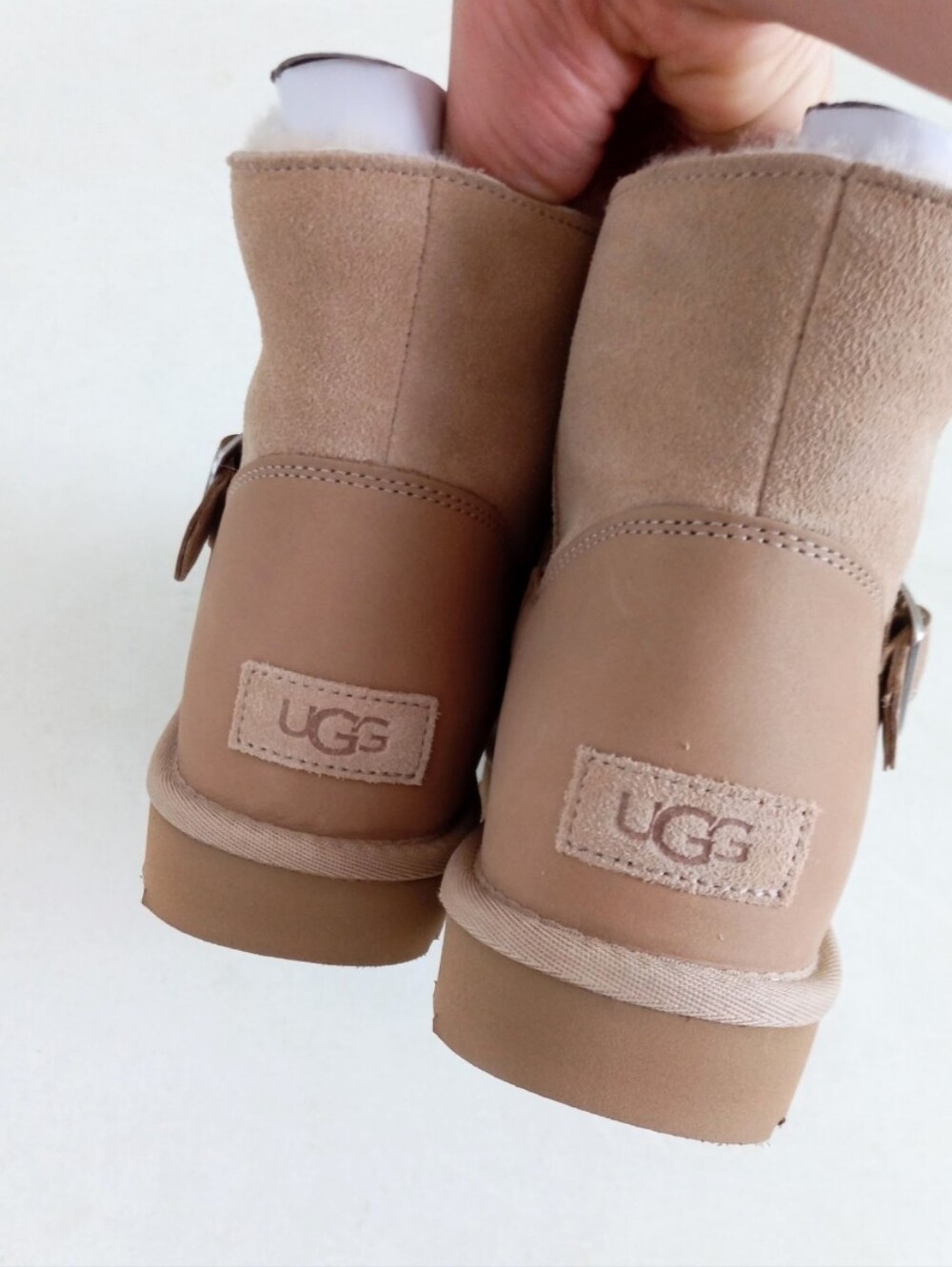UGG Classic Mini Bellina belted tan shearling lined boots - Picture 11 of 13